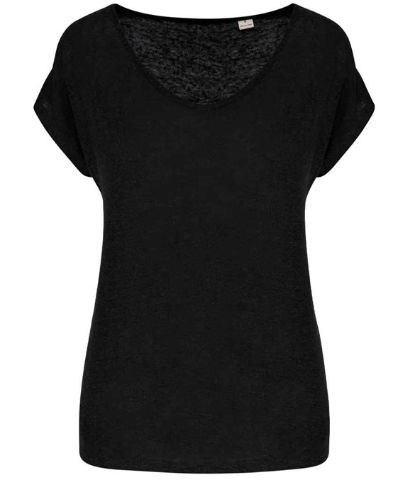 Spasso Ladies V Neck Linen T-Shirt